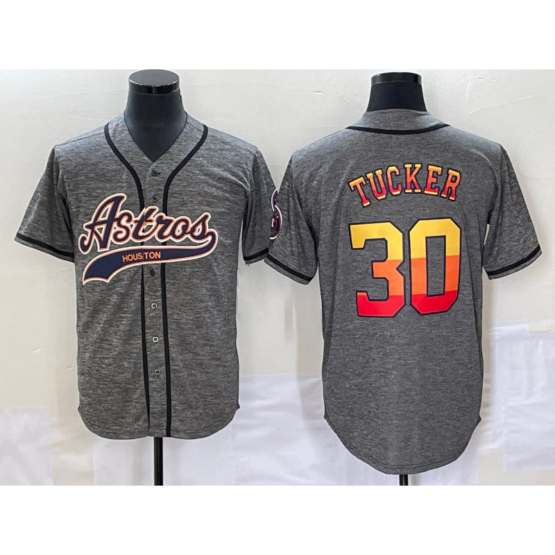 Houston Astros #30 Kyle Tucker Grey MIKSHPS Gridiron Cool Base Stitched Jersey