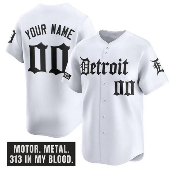 Custom Detroit Tigers ACTIVE PLAYER White MIKSHPS 'Motor Gothic Edition' Vapor Premier Limited Stitched Jersey