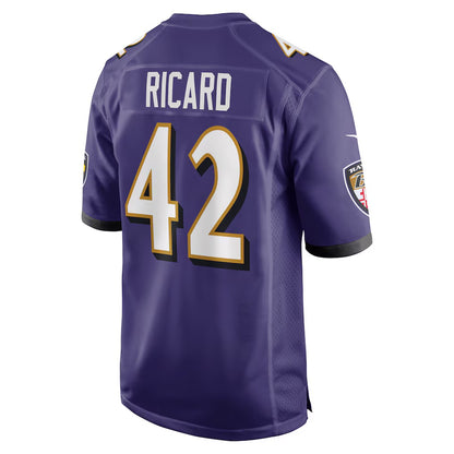 B.Ravens #42 Patrick Ricard Purple MIKSHPS Game Jersey