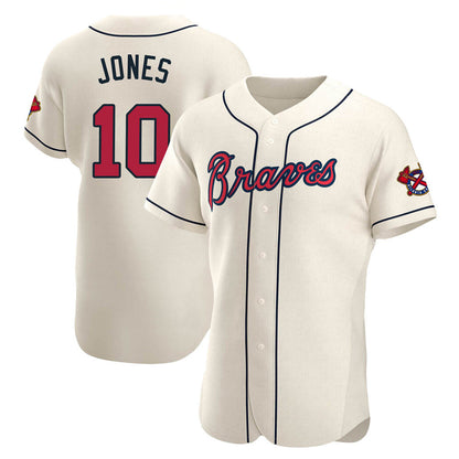 Atlanta Braves #10 Chipper Jones Player Cream MIKSHPS Limited Elite Home Game Stitched Jerseys