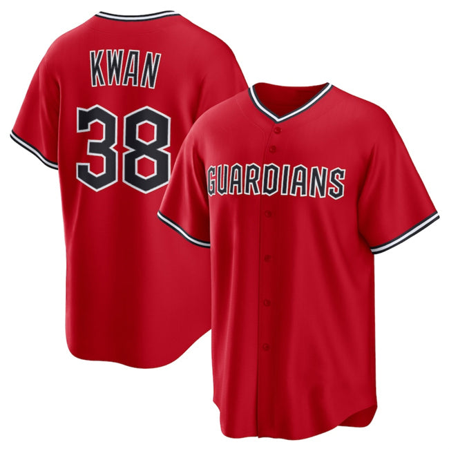 Cleveland Guardians #38 Steven Kwan Red MIKSHPS Cool Base Limited Stitched Jersey