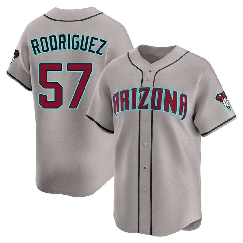 Arizona Diamondbacks #57 Eduardo Rodriguez Player Gray MIKSHPS Road Limited Home Game Stitched Jerseys