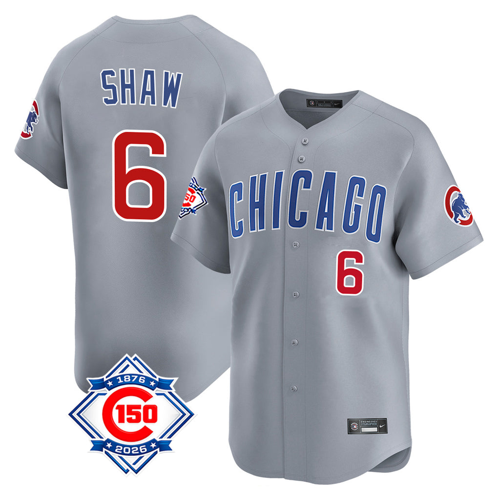 Chicago Cubs #6 Matt Shaw Player Gray MIKSHPS Road 150th Anniversary Limited Home Stitched Jerseys