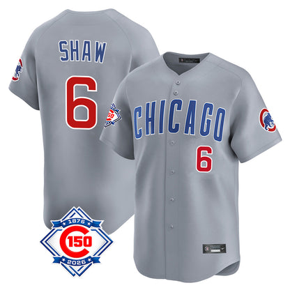 Chicago Cubs #6 Matt Shaw Player Gray MIKSHPS Road 150th Anniversary Limited Home Stitched Jerseys