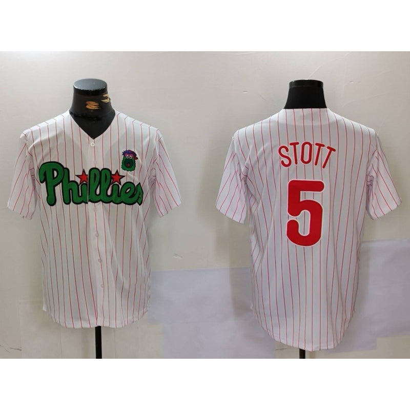 Philadelphia Phillies #5 Bryson Stott White Green MIKSHPS Cool Base Stitched Jersey 2