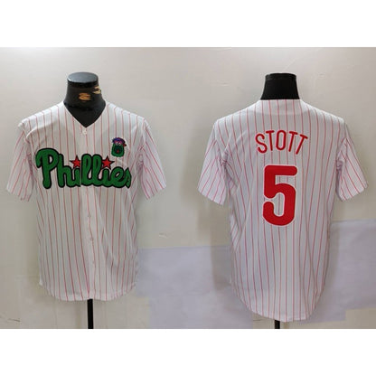 Philadelphia Phillies #5 Bryson Stott White Green MIKSHPS Cool Base Stitched Jersey 2