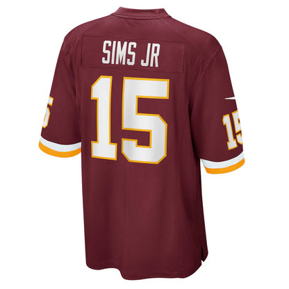 W.Football Team #15 Steven Sims Jr. Burgundy MIKSHPS Game Player Jersey