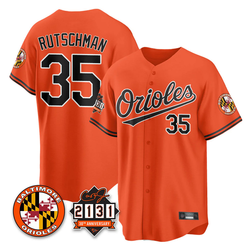 Baltimore Orioles #35 Adley Rutschman Player Orange MIKSHPS 30th Anniversary of 2131 Home Game Stitched Jerseys