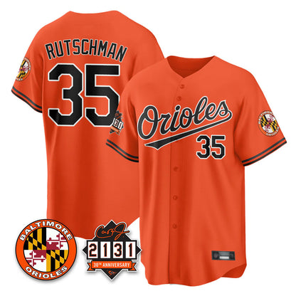Baltimore Orioles #35 Adley Rutschman Player Orange MIKSHPS 30th Anniversary of 2131 Home Game Stitched Jerseys