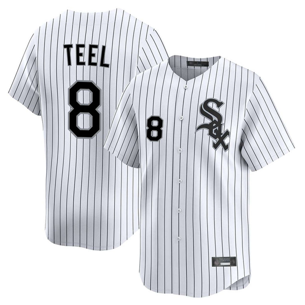 Chicago White Sox #8 Kyle Teel Player White MIKSHPS Stripe Limited Home Stitched Jerseys