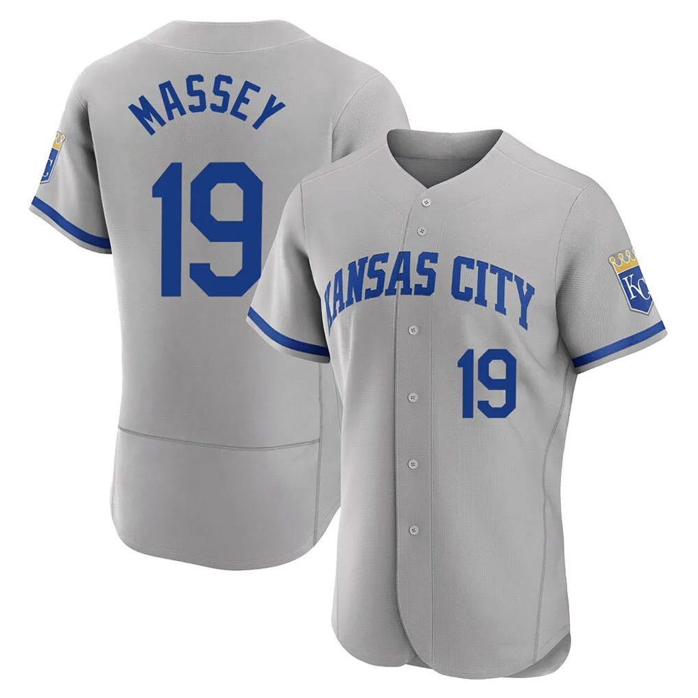 Kansas City Royals #19 Michael Massey Player Gray MIKSHPS Limited Elite Home Game Stitched Jerseys