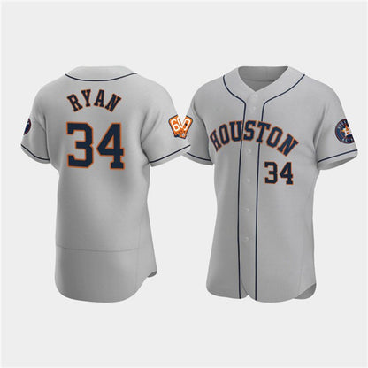 Houston Astros #34 Nolan Ryan Gray MIKSHPS 60th Anniversary Flex Base Stitched Jersey