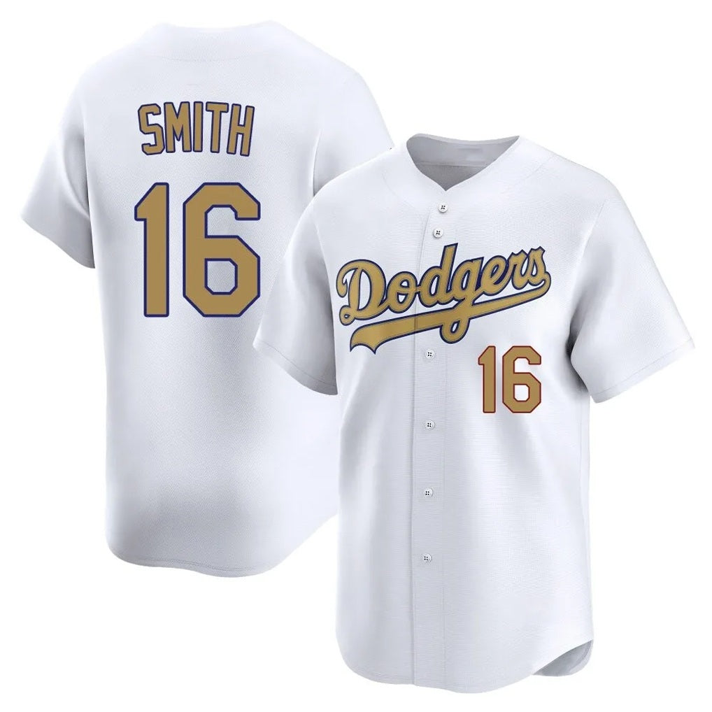 Los Angeles Dodgers #16 Will Smith Player White Gold MIKSHPS Collection Limited Home Stitched Jerseys