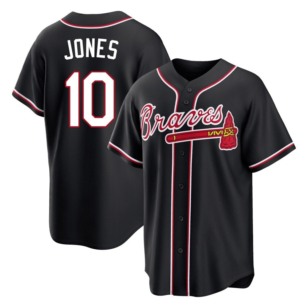 Atlanta Braves #10 Chipper Jones Player Black MIKSHPS Fashion Out Game Stitched Jerseys