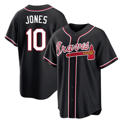 Atlanta Braves #10 Chipper Jones Player Black MIKSHPS Fashion Out Game Stitched Jerseys