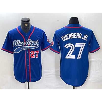 Toronto Blue Jays #27 Vladimir Guerrero Jr Blue MIKSHPS Cool Base Stitched Jersey 3