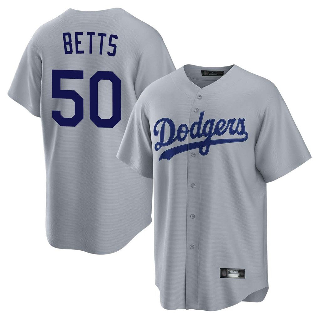 Los Angeles Dodgers #50 Mookie Betts Player Gray MIKSHPS Game Stitched Jerseys