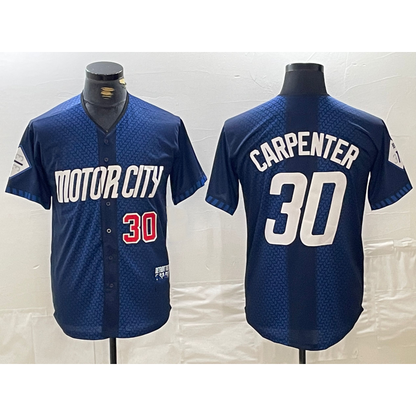 Detroit Tigers #30 Kerry Carpenter Number 2024 Navy MIKSHPS City Connect Cool Base Limited Stitched Jersey