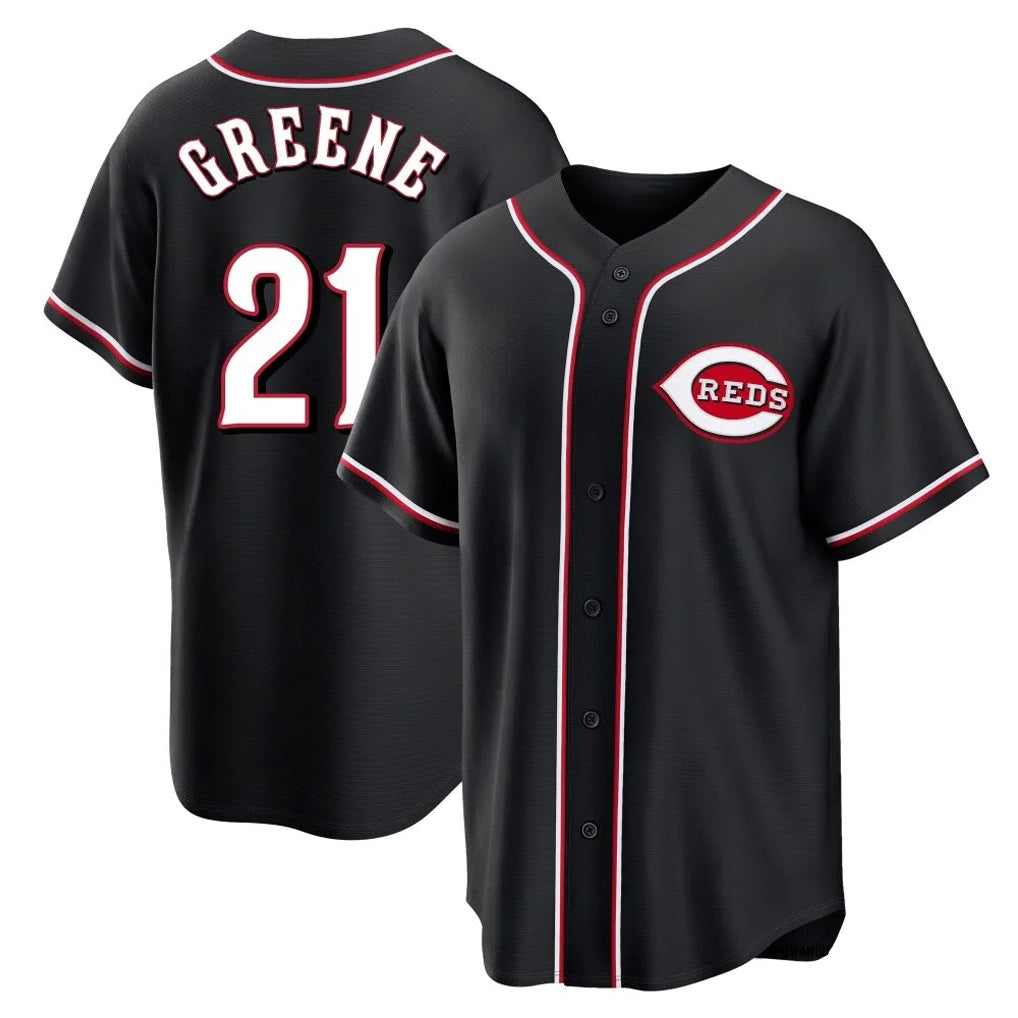 Cincinnati Reds #21 Hunter Greene Player Black MIKSHPS Fashion Out Home Game Stitched Jerseys