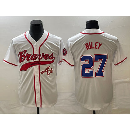 Atlanta Braves #27 Austin Riley White MIKSHPS Cool Base With Patch Stitched Jersey