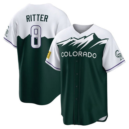 Colorado Rockies #8 Ryan Ritter Player Green MIKSHPS City Connect Home Game Stitched Jerseys