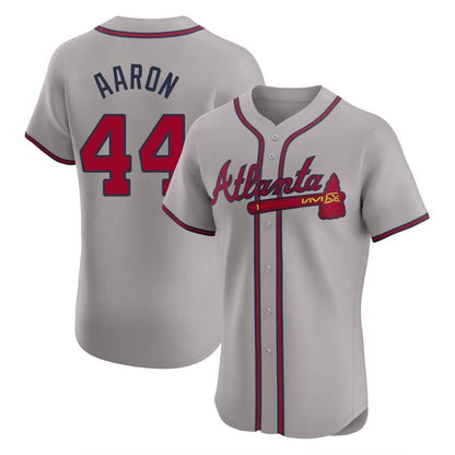 Atlanta Braves #44 Hank Aaron Player Gray MIKSHPS Limited Elite Home Game Stitched Jerseys