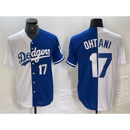 Los Angeles Dodgers #17 Shohei Ohtani Number White Blue MIKSHPS Two Tone Stitched Jersey 3