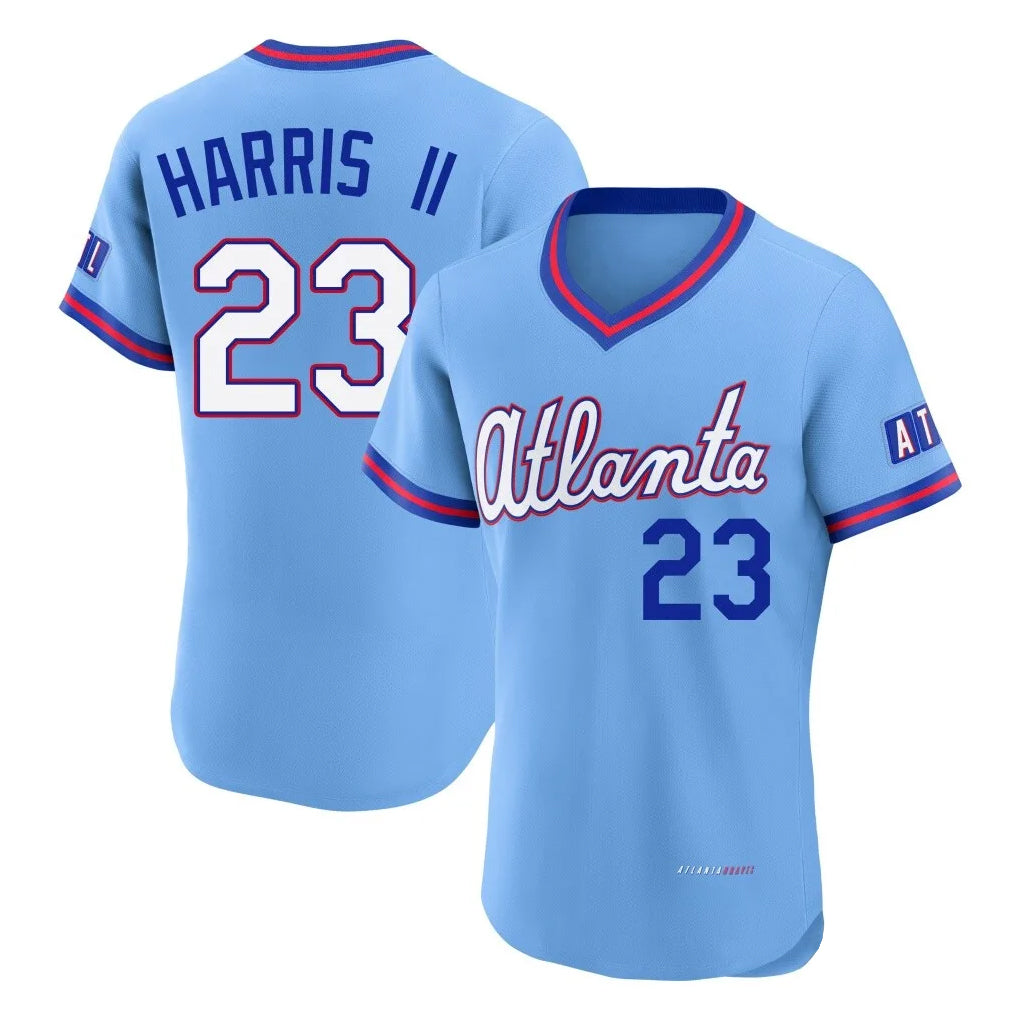 Atlanta Braves #23 Michael Harris II Player Powder Blue MIKSHPS 2026 City Connect T-shirt Limited Elite Home Game Stitched Jerseys