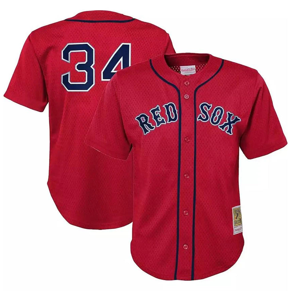 Boston Red Sox #34 David Ortiz Player Red MIKSHPS Mitchell & Ness Cooperstown Collection Mesh Home Stitched Jerseys