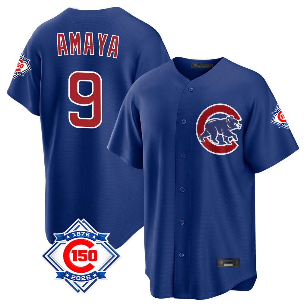 Chicago Cubs #9 Miguel Amaya Player Royal MIKSHPS 150th Anniversary Home Game Stitched Jerseys