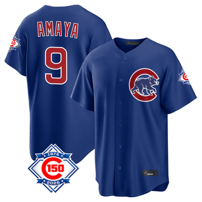 Chicago Cubs #9 Miguel Amaya Player Royal MIKSHPS 150th Anniversary Home Game Stitched Jerseys