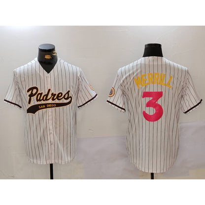 San Diego Padres #3 Jackson Merrill white MIKSHPS Cool Base Stitched Jersey 2