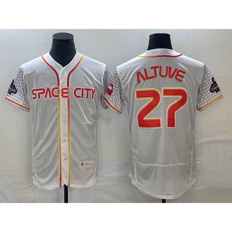Houston Astros #27 Jose Altuve Number White MIKSHPS 2023 City Connect Flex Base Stitched Jersey 3