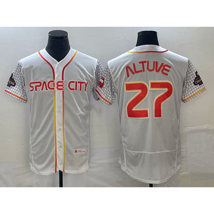 Houston Astros #27 Jose Altuve Number White MIKSHPS 2023 City Connect Flex Base Stitched Jersey 3