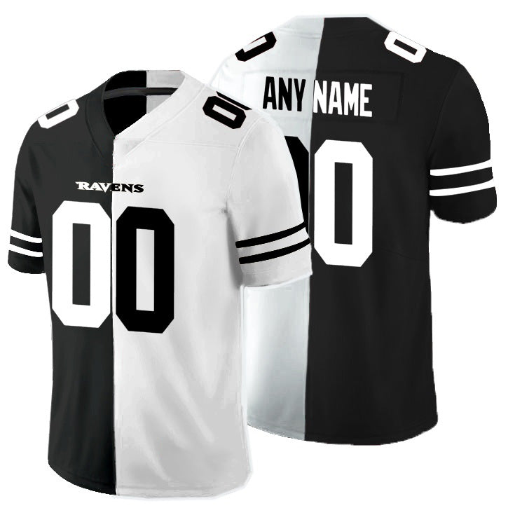 Custom B.Ravens Black And White MIKSHPS Split Vapor Untouchable Limited Jersey