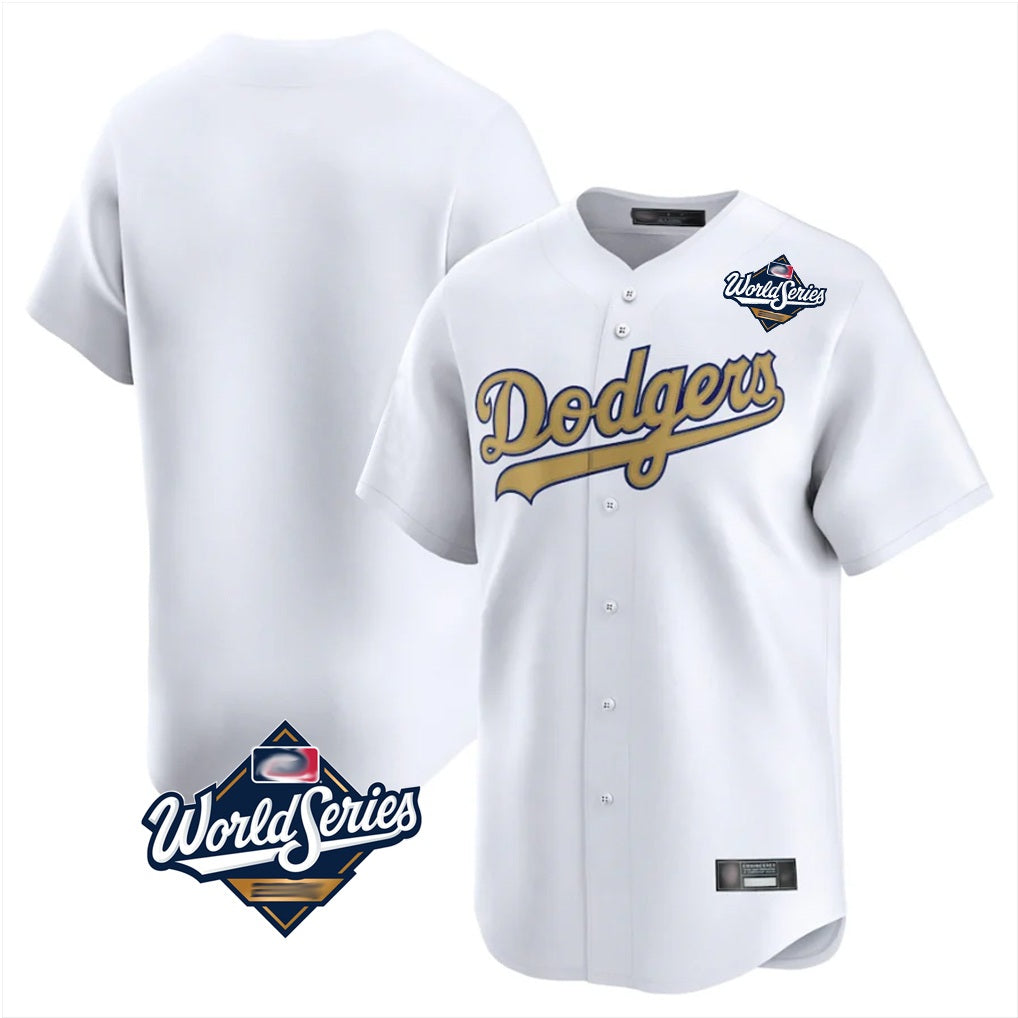 Los Angeles Dodgers Blank Player White Gold MIKSHPS Collection Limited Home World Series Stitched Jerseys