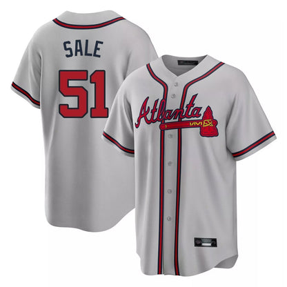 Atlanta Braves #51 Chris Sale Player Gray MIKSHPS Home Game Stitched Jerseys