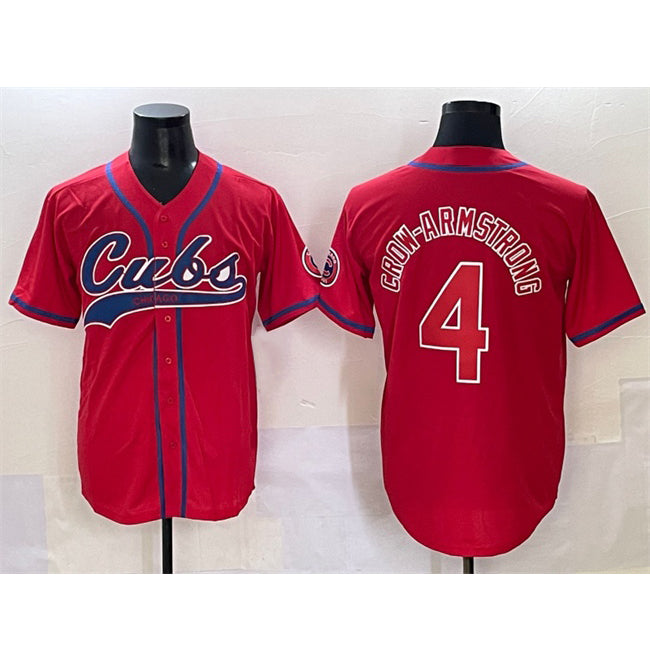 Chicago Cubs #4 Pete Crow-Armstrong Red MIKSHPS Cool Base Stitched Jersey