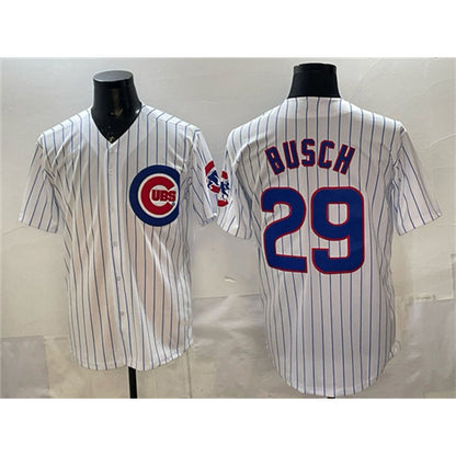 Chicago Cubs #29 Michael Busch White MIKSHPS Cool Base Stitched Jersey