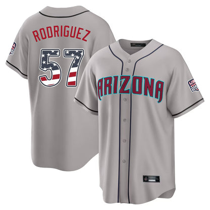 Arizona Diamondbacks #57 Eduardo Rodriguez Player Gray MIKSHPS USA 250 Fourth of July Home Game Stitched Jerseys