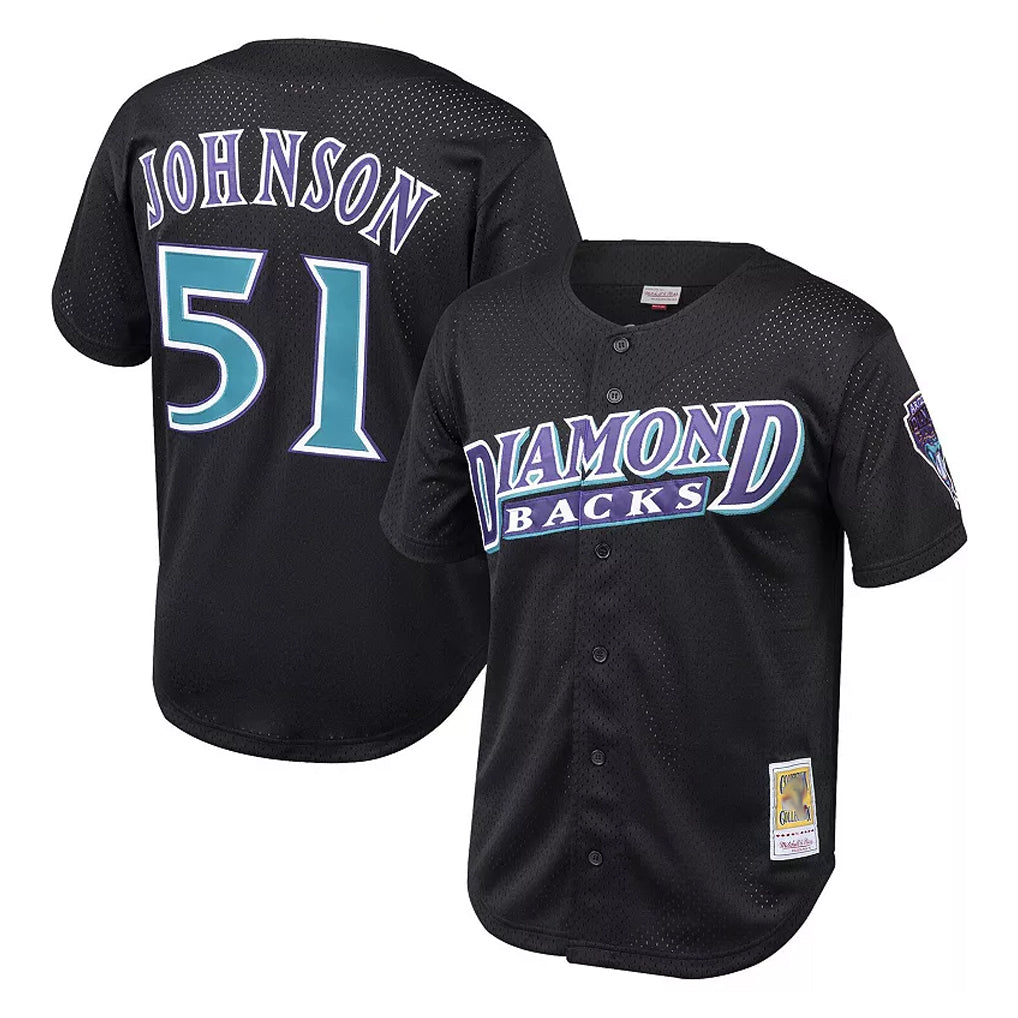 Arizona Diamondbacks #51 Randy Johnson Player Black MIKSHPS Mitchell & Ness Throwback Cooperstown Collection Mesh Limited Stitched Jerseys