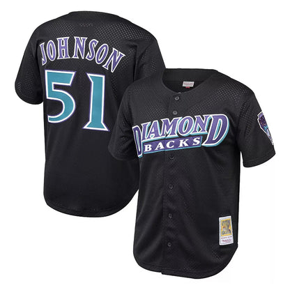 Arizona Diamondbacks #51 Randy Johnson Player Black MIKSHPS Mitchell & Ness Throwback Cooperstown Collection Mesh Limited Stitched Jerseys