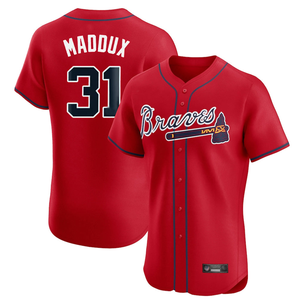 Atlanta Braves #31 Greg Maddux Player Red MIKSHPS Limited Elite Home Game Stitched Jerseys