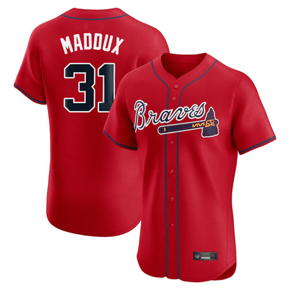 Atlanta Braves #31 Greg Maddux Player Red MIKSHPS Limited Elite Home Game Stitched Jerseys