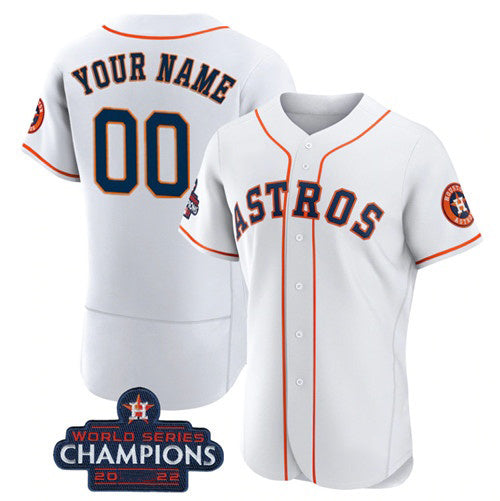 Custom Houston Astros Active Player White MIKSHPS 2022 World Series Flex Base Stitched Jersey