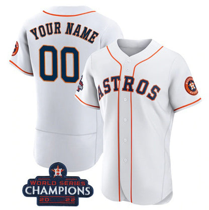 Custom Houston Astros Active Player White MIKSHPS 2022 World Series Flex Base Stitched Jersey