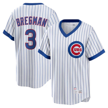 Chicago Cubs #3 Alex Bregman Player White MIKSHPS T-shirt Cooperstown Collection Limited Stitched Jerseys