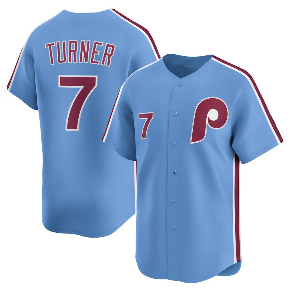 Philadelphia Phillies #7 Trea Turner Light Blue MIKSHPS Alternate Limited Player Jersey