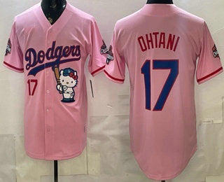Los Angeles Dodgers #17 Shohei Ohtani Pink MIKSHPS Hello Kitty 2025 World Series Champions Limited Jersey