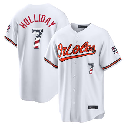 Baltimore Orioles #7 Jackson Holliday Player White MIKSHPS USA 250 Fourth of July Home Game Stitched Jerseys